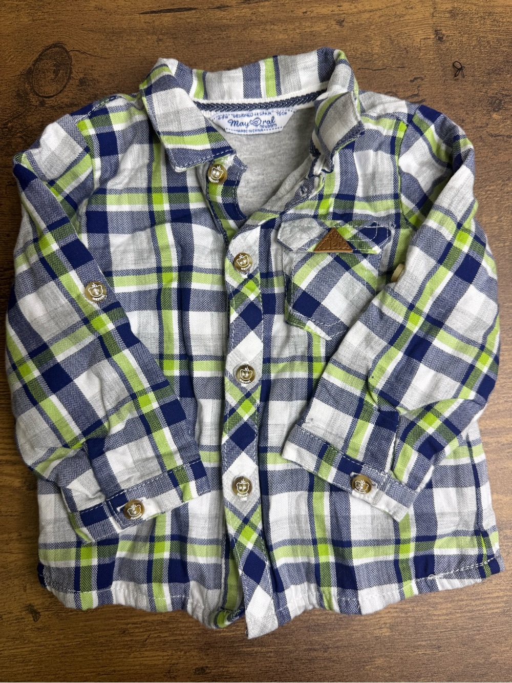 โญ๏ธ5 for $20โญ๏ธ Mayoral Boys' Blue & Green Plaid Button-Up Shirt 6-9M